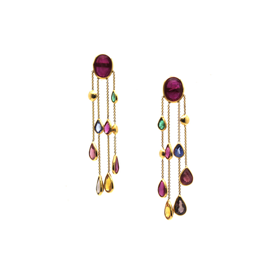 Multicolor Tourmaline Earring in 18k Yellow Gold