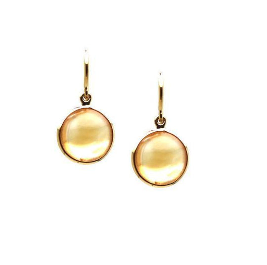 Citrine Simple Round Dangle Earring In 18K Yellow Gold