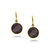 Grey Mother of Pearl Simple Rd Dangle Earrings in 18k Yellow Gold