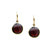 Garnet Simple Round Dangle Earring In 18K Yellow Gold
