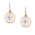 Rainbow Moonstone Simple Round Dangle Earring In 18K Yellow Gold
