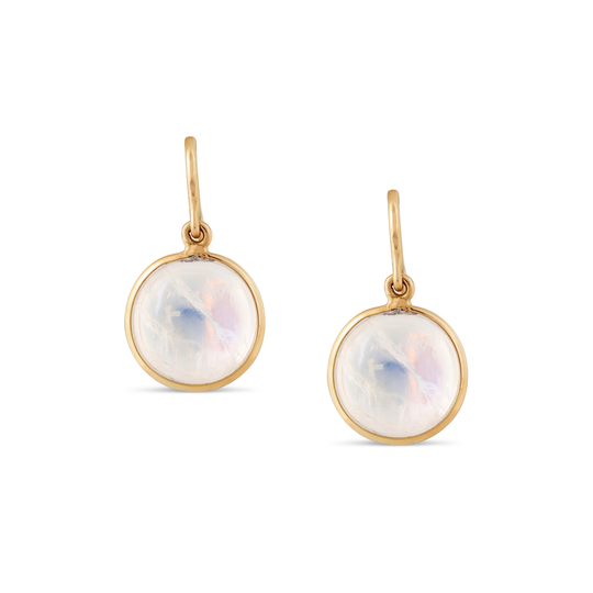 Gemstone Simple Round Dangle Earring In 18K Yellow Gold