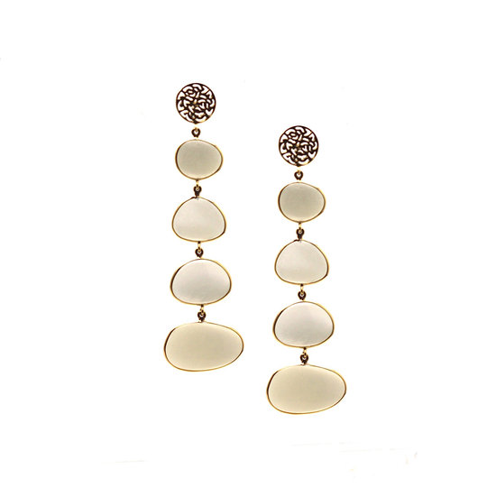 Tresor Collection - Milky Moonstone Unshape Dangle Earring In 18K Yellow Gold