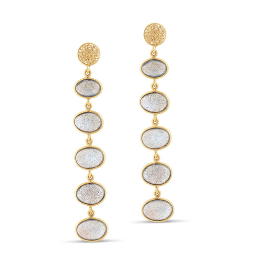 Labradorite Unshape Dangle Earring In 18K Yellow Gold