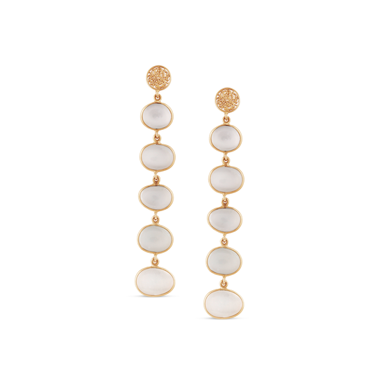 Tresor Collection - Gemstone Unshape Dangle Earring In 18K Yellow Gold White Moonstone