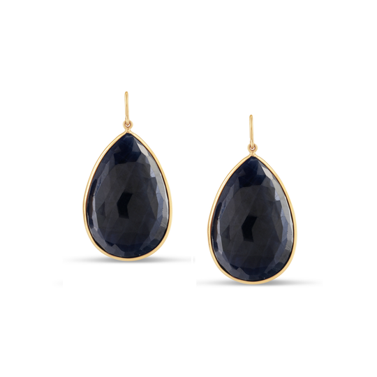 Blue Sapphire Pear Shaped Earring In 18K Yellow Gold