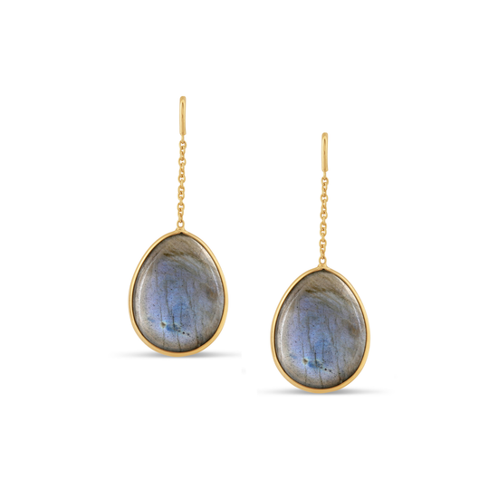Tresor Collection - Labradorite Pear Shaped Earring In 18K Yellow Gold