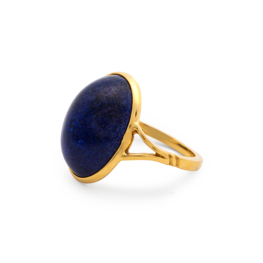 Tresor Collection - Lapis Oval Ring in 18K Yellow Gold