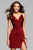 7850 Short Satin V-Neck Cocktail Dress