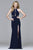 7909 Long halter matte jersey dress with lace-up inserts