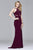 7909 Long halter matte jersey dress with lace-up inserts