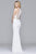 7910 Long halter jersey dress with beaded waistband and neckline