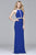 7910 Long halter jersey dress with beaded waistband and neckline