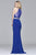 7910 Long halter jersey dress with beaded waistband and neckline