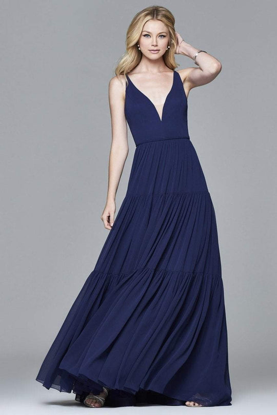 7923 Chiffon v-neck evening dress with full skirt
