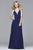 7923 Chiffon v-neck evening dress with full skirt