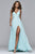 7941 Long full chiffon dress with lace detailing