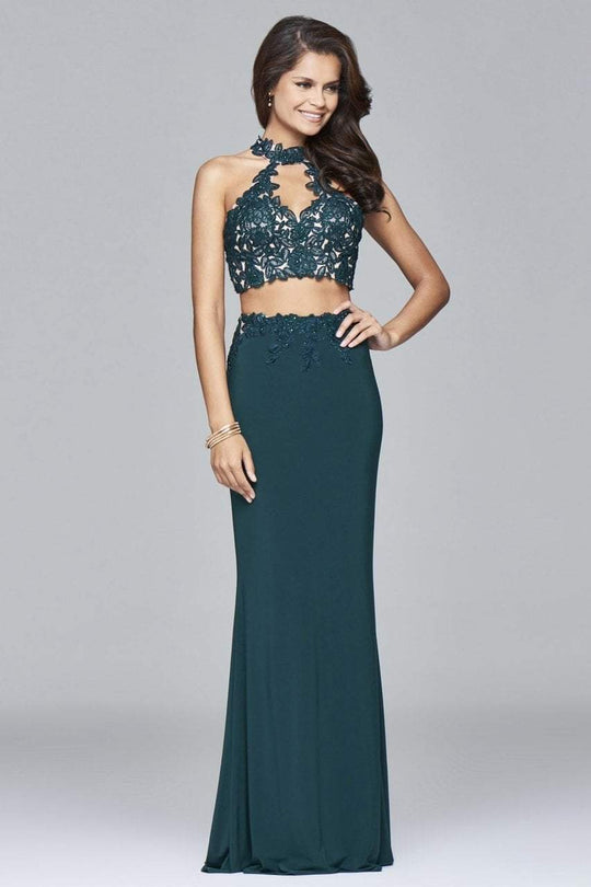 7967 Jersey two-piece with lace top