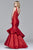 7970 Long taffeta dress with one-shoulder sequined lace bodice