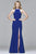 7976 Long  jersey halter dress with open back