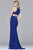 7976 Long  jersey halter dress with open back