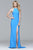7976 Long  jersey halter dress with open back