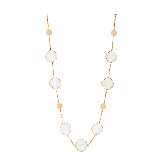Tresor Collection - Rainbow Moonstone Square Cushion in 18k Yellow Gold