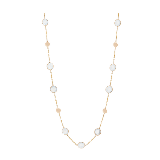 Tresor Collection - Rainbow Moonstone Round Necklace in 18k Yellow Gold