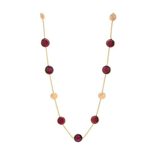Tresor Collection - Garnet Round Necklace in 18k Yellow Gold