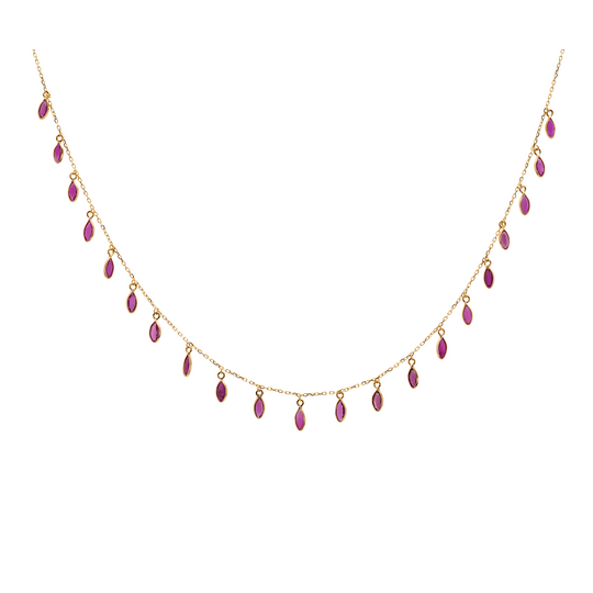 Tresor Collection - Gemstone Marquise Dangle Necklace in 18k Yellow Gold Ruby