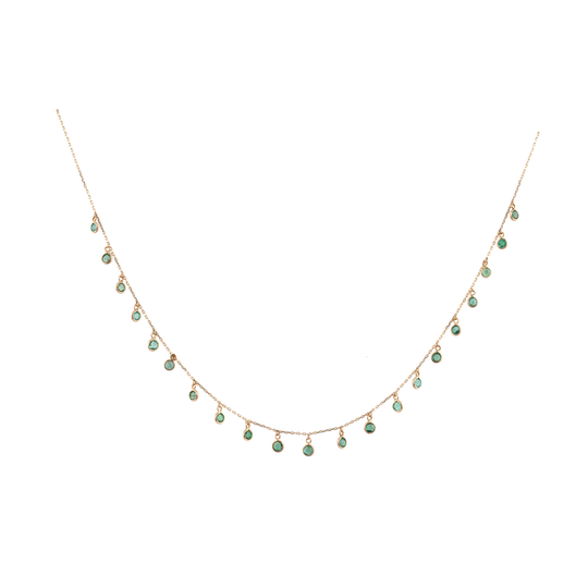 Emerald Round Necklace in 18k Yellow Gold
