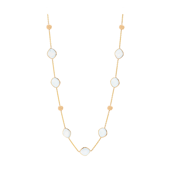Tresor Collection - Rainbow Moonstone Round Necklace in 18k Yellow Gold