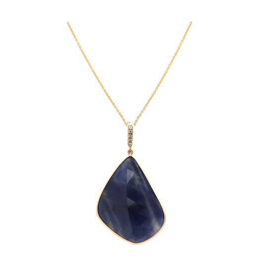 Blue Sapphire Pendant With Diamond Bail in 18K Rose Gold