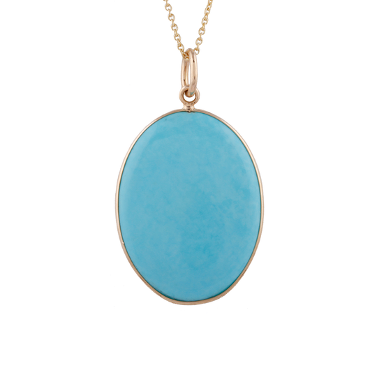 Turquoise Oval Pendant in 18K YG