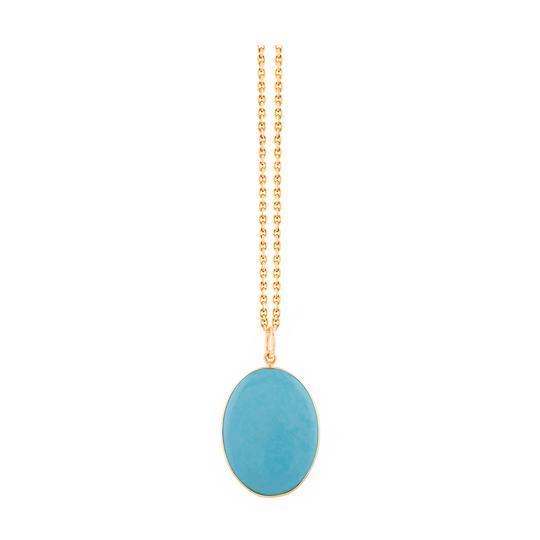 Tresor Collection - Turquoise Oval Pendant in 18K YG