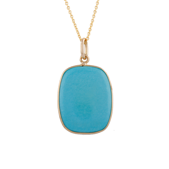 Turquoise Rect. Pendant in 18K YG