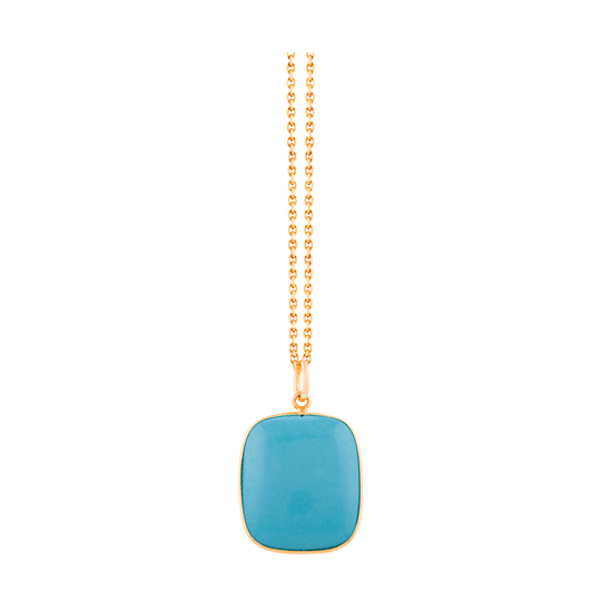 Tresor Collection - Turquoise Rect. Pendant in 18K Yellow Gold