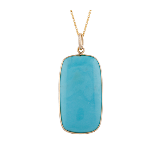 Turquoise Rect. Pendant in 18K YG