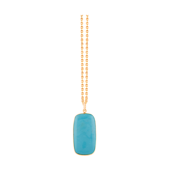Tresor Collection - Turquoise Rectangular Pendant in 18K Yellow Gold