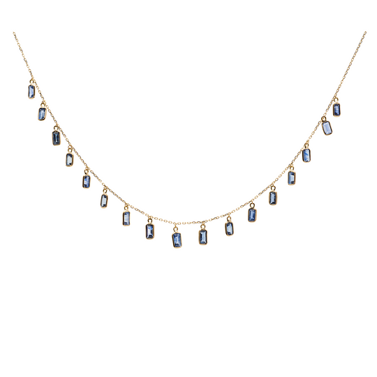 Tresor Collection - Blue Sapphire Rect. Necklace in 18k YG
