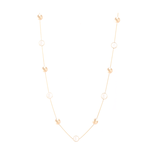 Tresor Collection - Rainbow Moonstone Round Necklace in 18k Yellow Gold