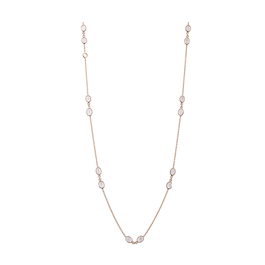 Tresor Collection - Rainbow Moonstone Oval Necklace in 18k Yellow Gold