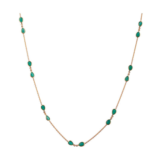 Tresor Collection - Emerald Pear Shaped Necklace in 18K Yellow Gold
