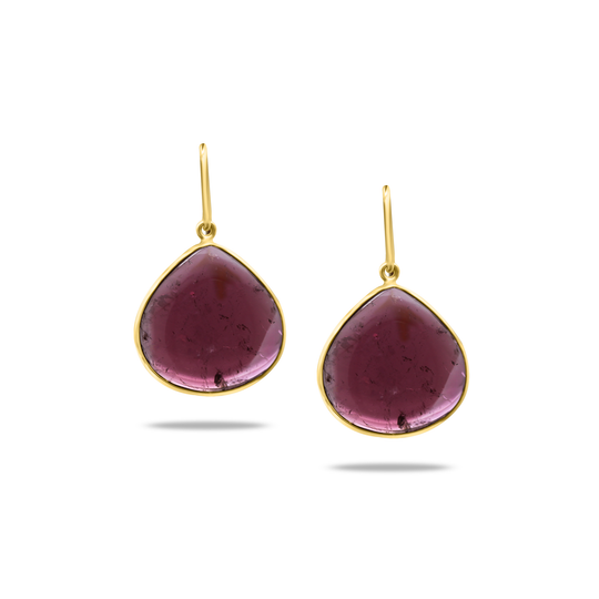 Pink Tourmaline Earring In 18K Yellow Gold