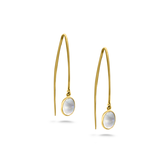 Rainbow Moonstone Earring In 18K Yellow Gold