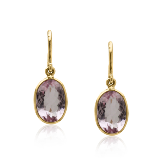 Tresor Collection - Morganite Oval Earring in 18kt Yellow Gold