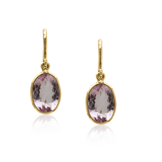 Morganite Oval Earring in 18kt Yellow Gold
