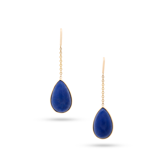 Tresor Collection - Lapis Pear Shaped Earring in 18k Yellow Gold