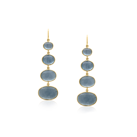 Aquamarine Oval Earring In 18K Yellow Gold