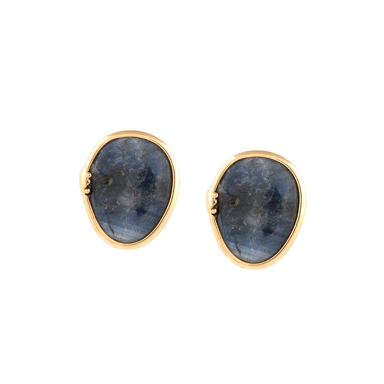 Tresor Collection - Gemstone Stud Earrings in 18K Yellow Gold Blue Sapphire